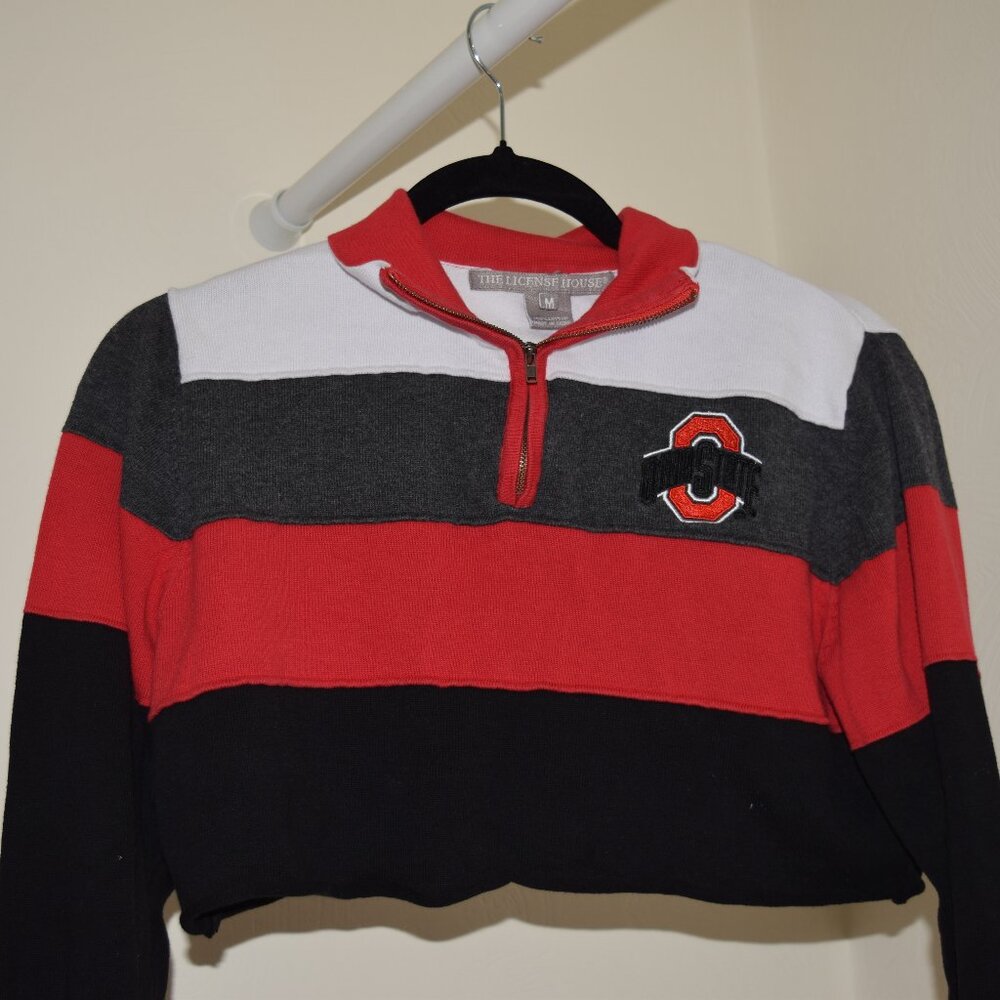 Cropped Vintage Stripped Quarterzip - Size Medium